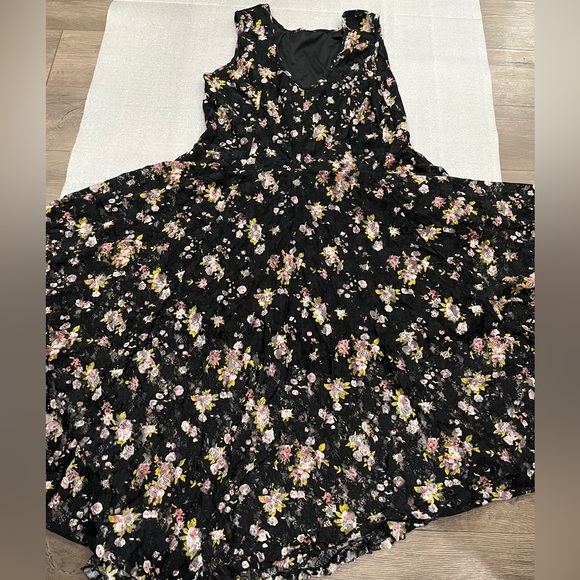 [XL]Anna Bella Vintage Floral Lace Lined Asymmetrical Midi Sleeveless dress - Picture 6 of 12
